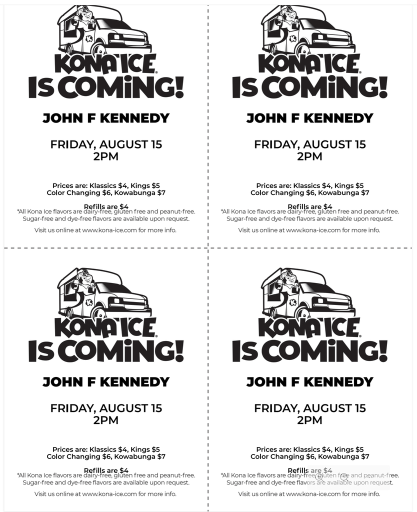 Kona Ice August 15th 2pm