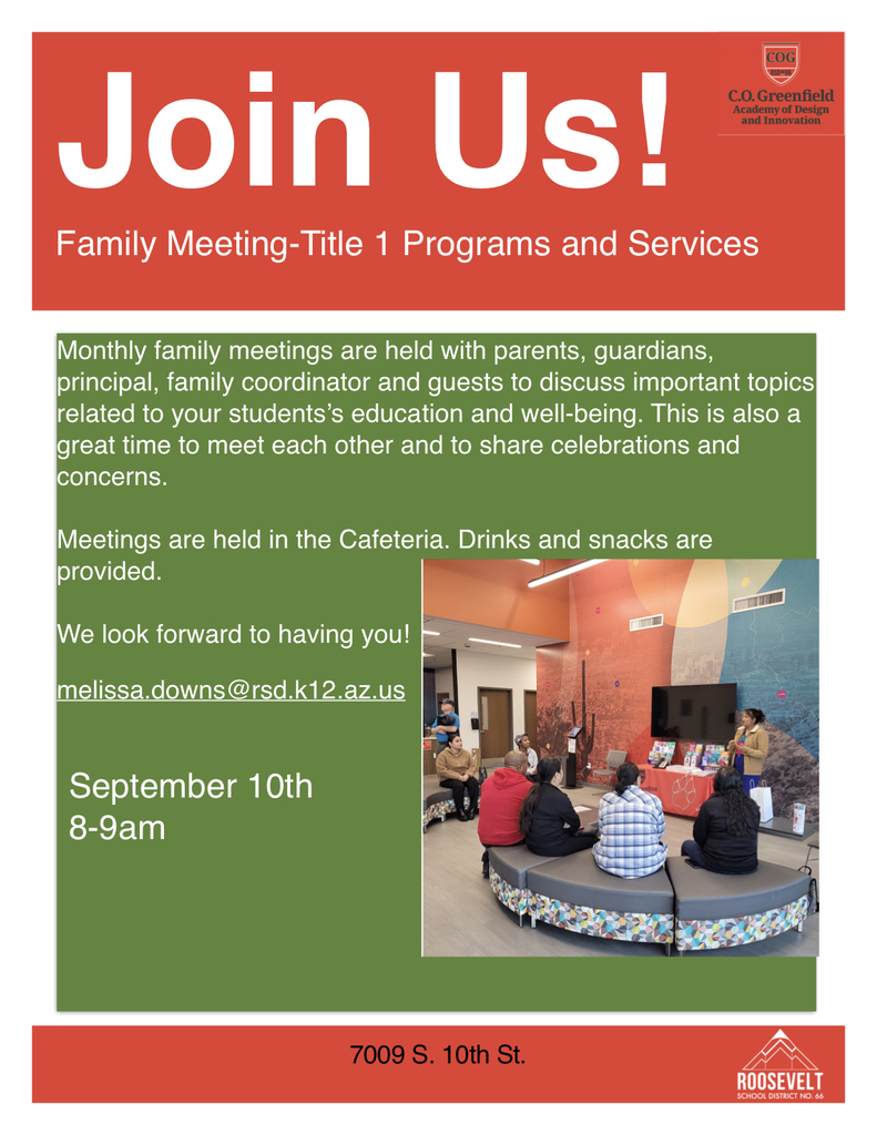 Monthly Family Meeting Sept. 10th