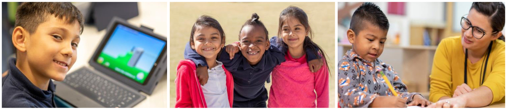 Children hugging and looking at the camera