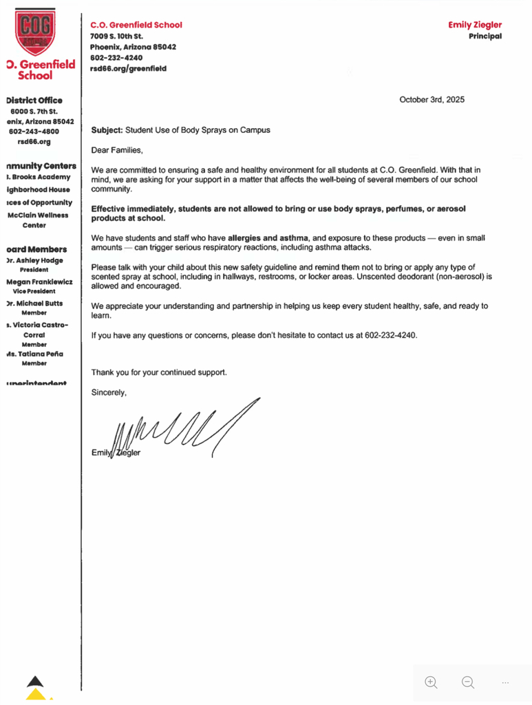 No Aerosolized spray at school