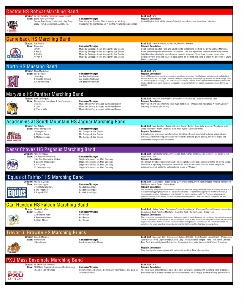 List of High School marching bands
