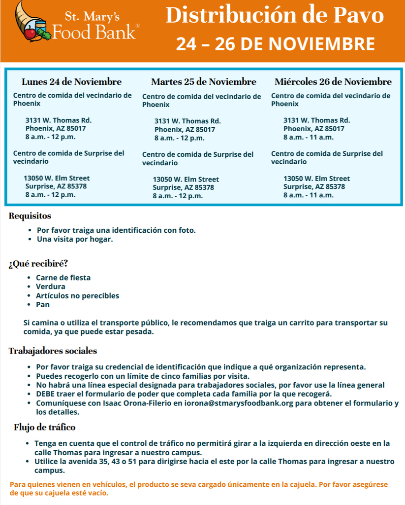 Distribucion de Pavo- St. Mary's