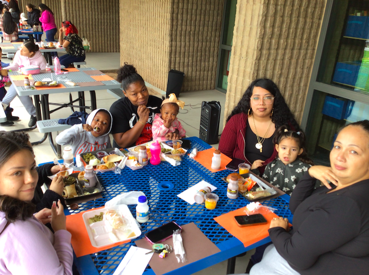 Enjoying Thanksgiving meal outside