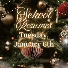 School resumes Jan 6