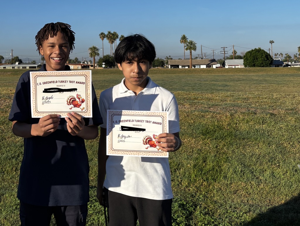 Turkey Trot winners. Student on left got 1st place!