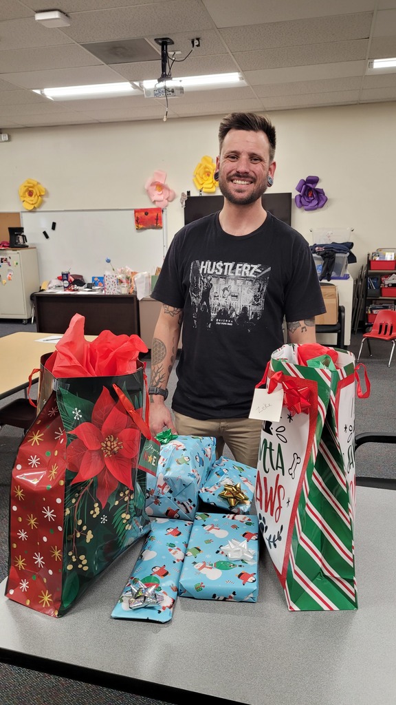 Grateful parent receiving gifts