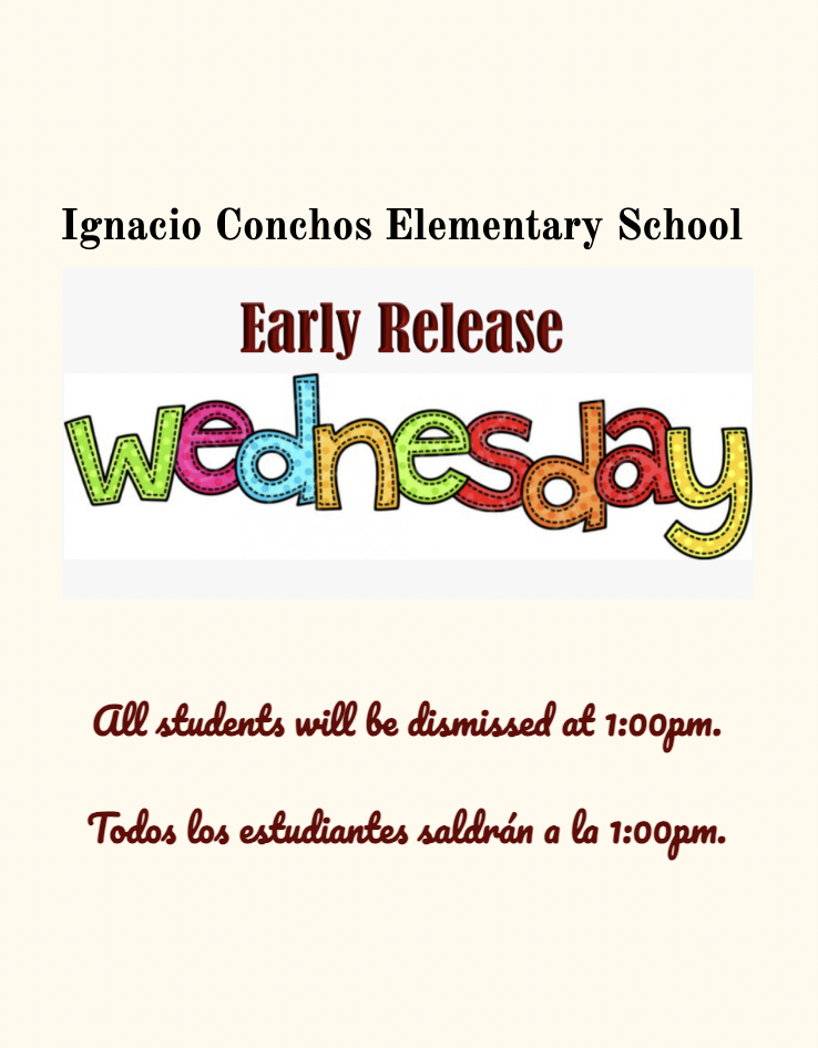 Early release Wednesday, 1:00pm