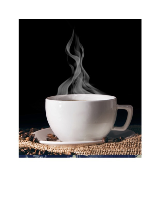 Steaming coffee arising from a coffee cup