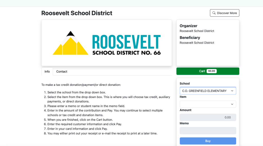 Tax Credit Donation for C.O Greenfield