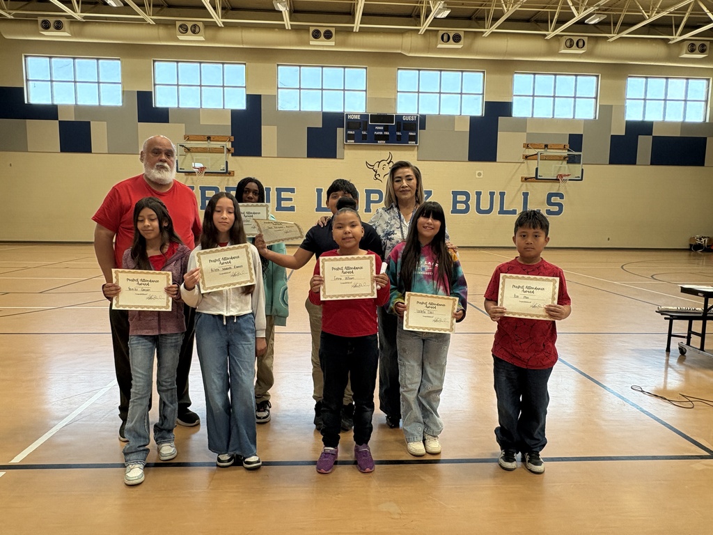 Mr. Castro and Mrs. Miller with Perfect Attendance Winners