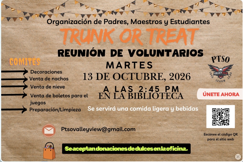 Trunk or Treat information to families