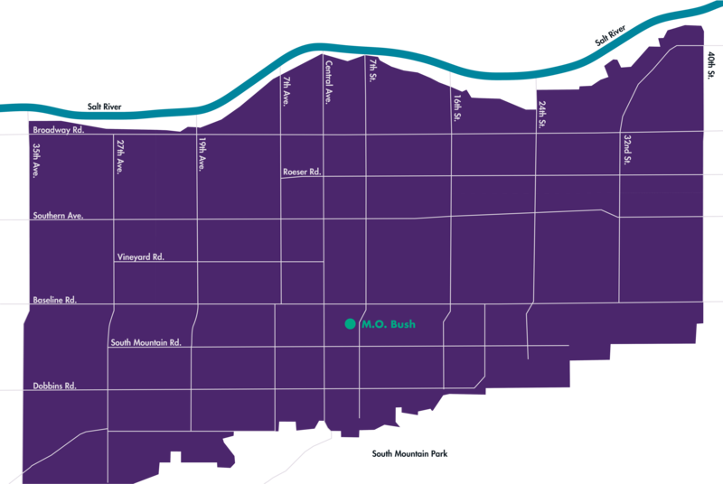 Proposed enrollment boundaries for M.O. Bush