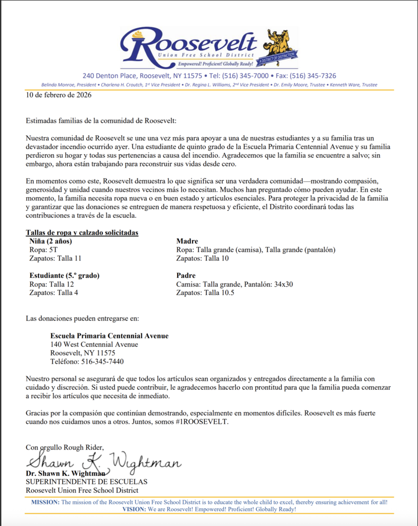 Support to a Centennial Family Letter Haitian Creole 