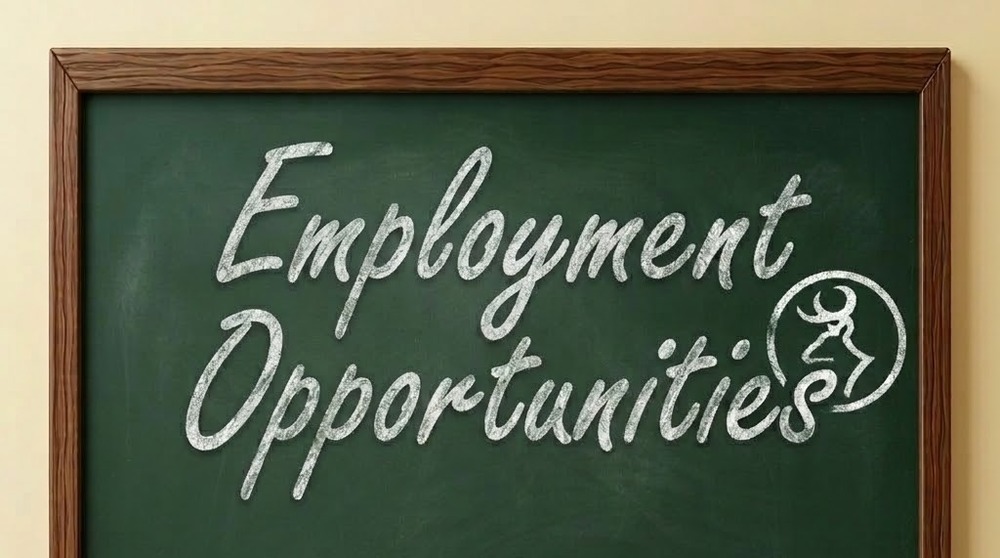 Roscommon Schools employment opportunities chalkboard graphic featuring the district's chalk-style logo.