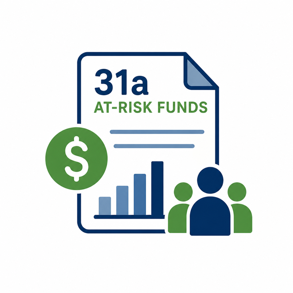Section 31a At-Risk funding report icon showing funding, data, and student support.