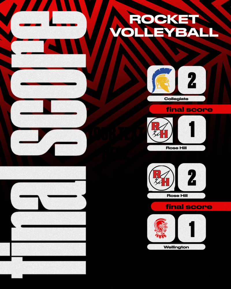 Volleyball final score card.