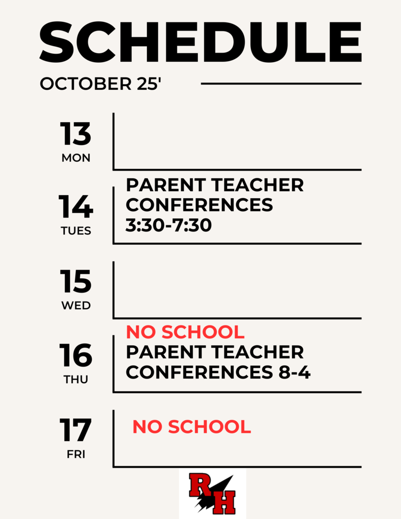 RHMS Fall Parent Teacher Conferences Schedule