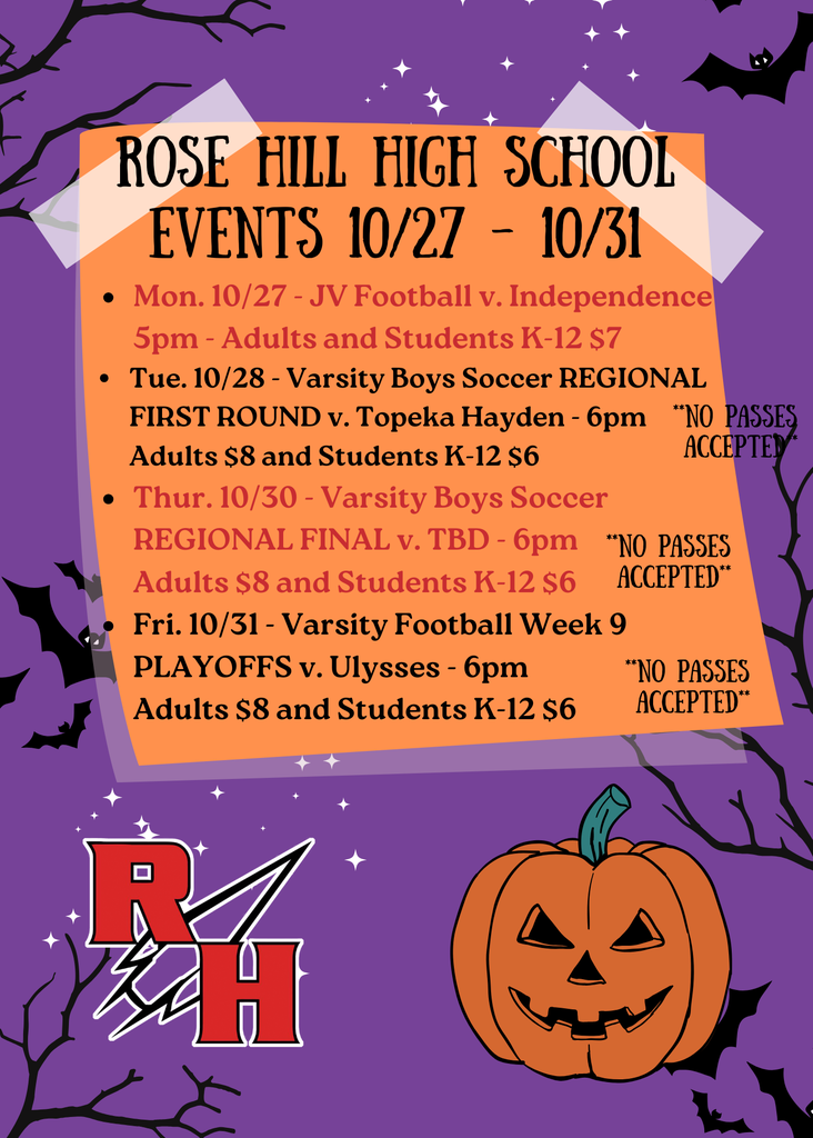 RHHS Rocket Events This Week - 8/25 - 8/30