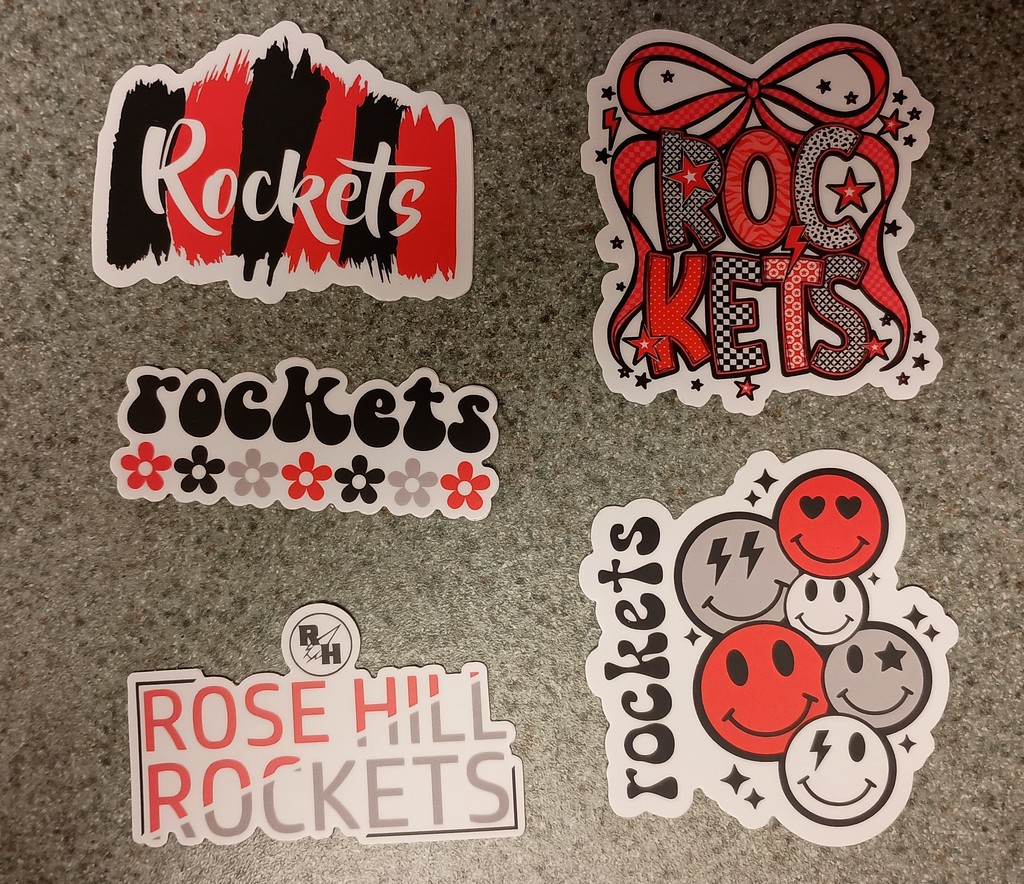 A variety of rocket stickers