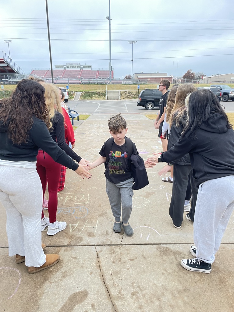 KAY Club greeting the Intermediate students this morning.