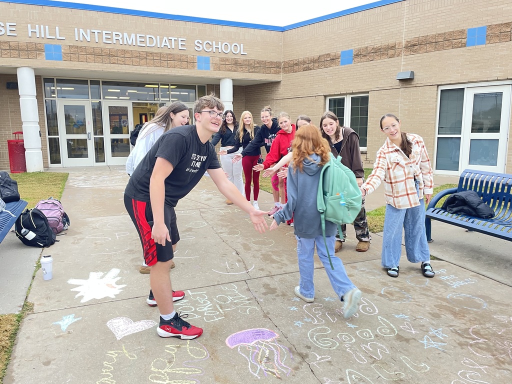 KAY Club greeting the Intermediate students this morning.