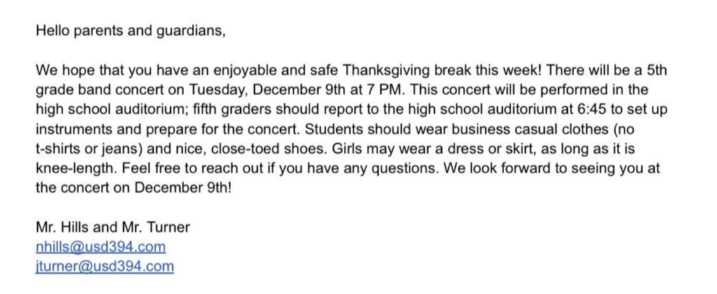 Band Concert Reminder