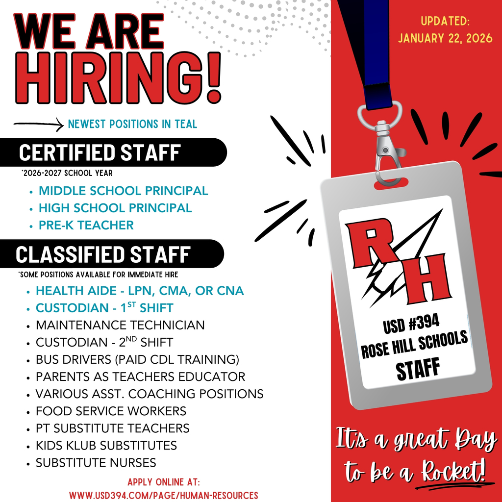 Now Hiring for Rose Hill Schools