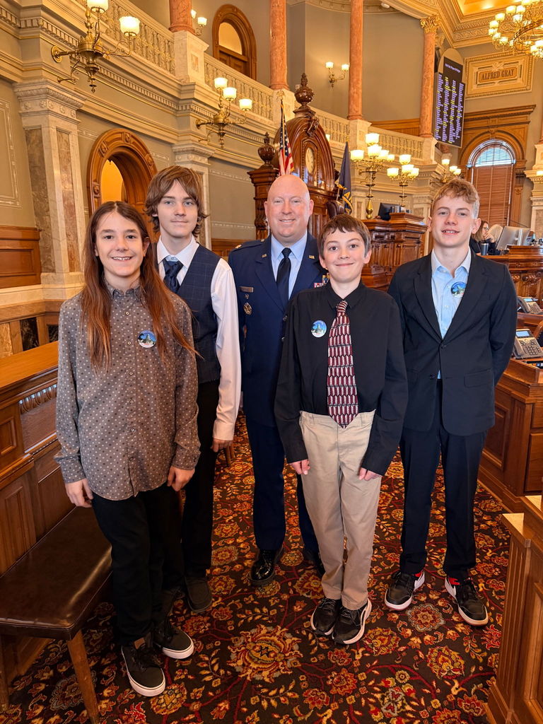 RHMS Boys with Chief Marshall at the KS Capitol