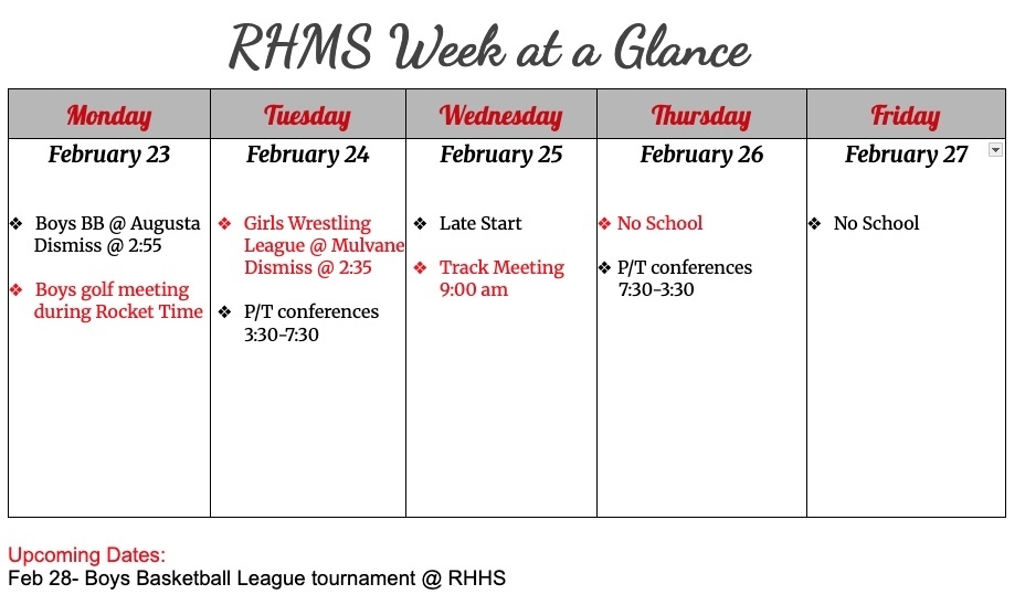 Week at Glance 2/23/26