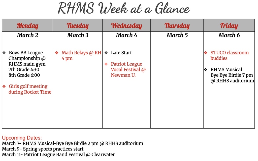 Week at a Glance March 2