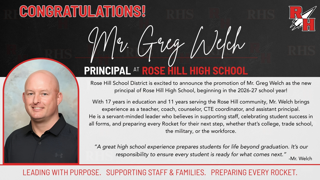 Mr. Welch - Promotion to Principal at RHHS