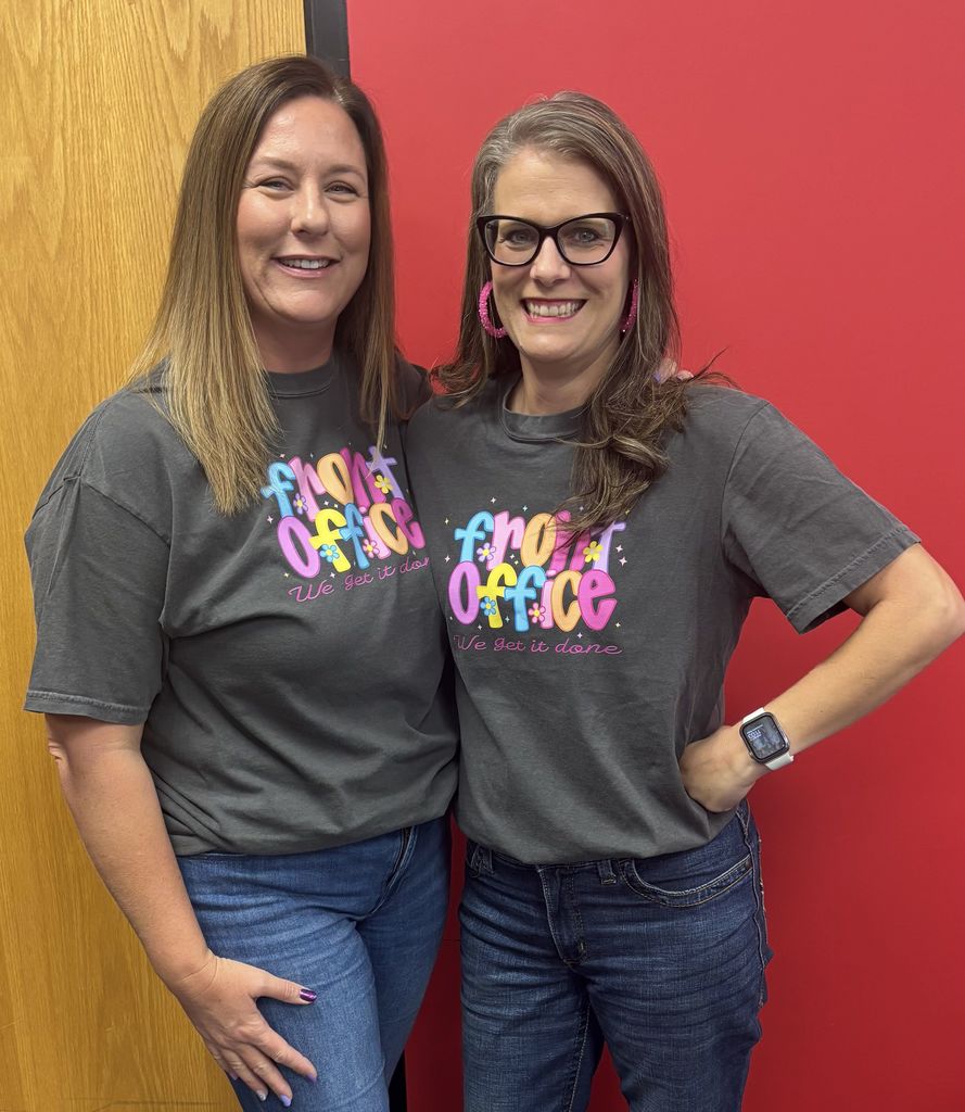 2 high school secretaries, Adria and Mandy