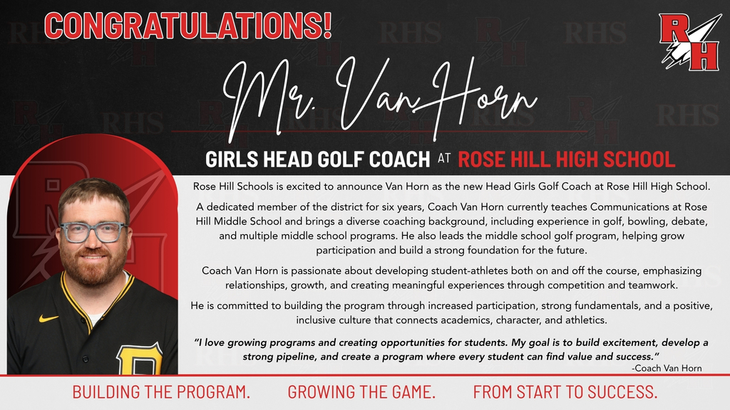 Coach Van Horn social media header - head girls golf at RHHS