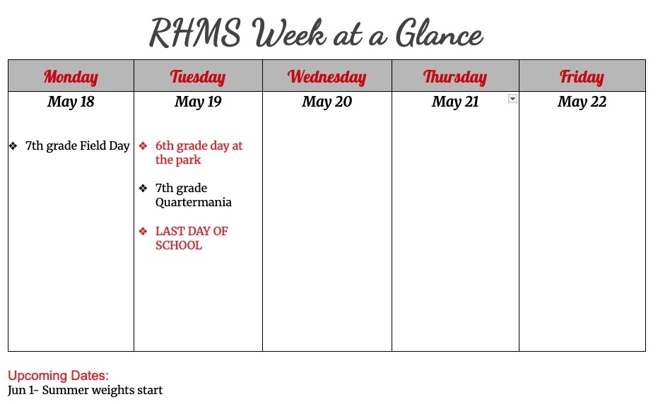 Week at a glance 5/18/26