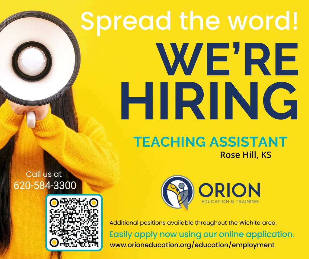 Orion is hiring for a teaching assistant flyer
