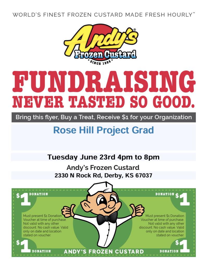 Andys Frozen Custard fundraising flyer