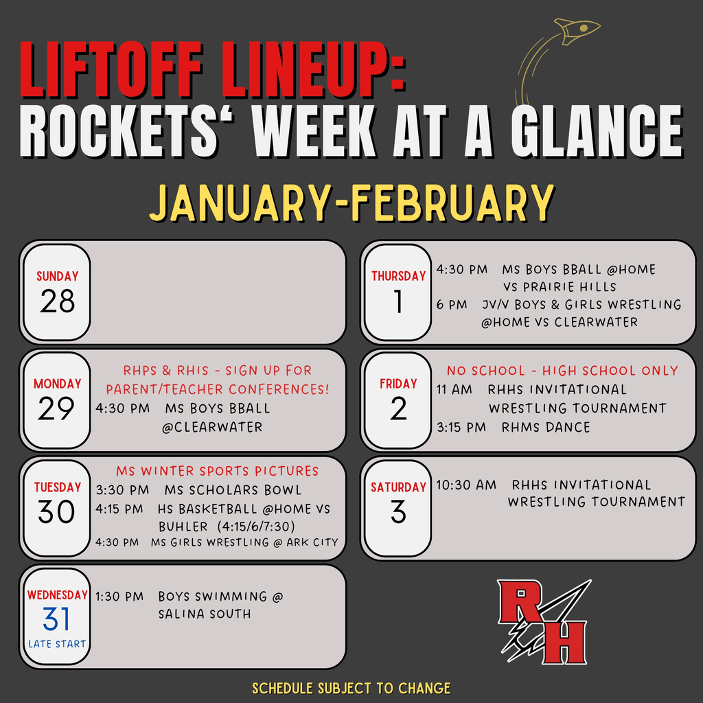 Weekly calendar for 1/28/24