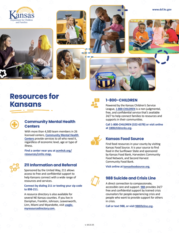 Resources for families during shutdown - in Kansas