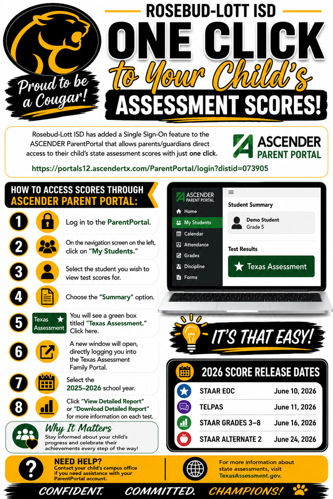 Infographic on how to access STAAR scores in Parent Portal