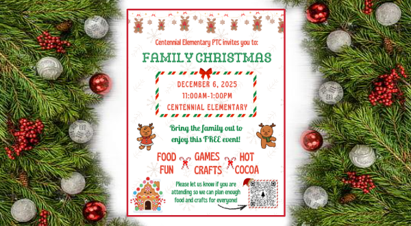 Family Christmas December 6 11am-1pm click qr code to rsvp
