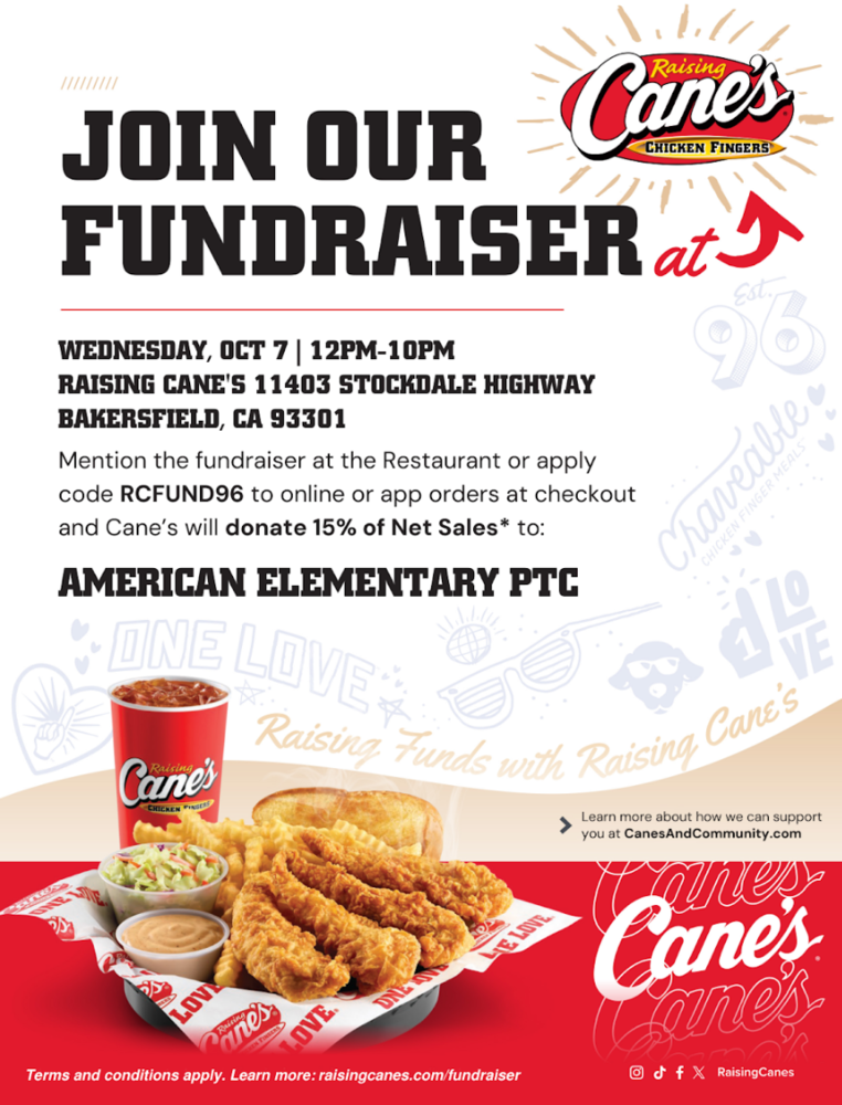Raising Cane's Fundraiser Flyer