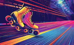 Roller skates on a rink