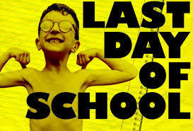 Last Day of School with a boy flexing