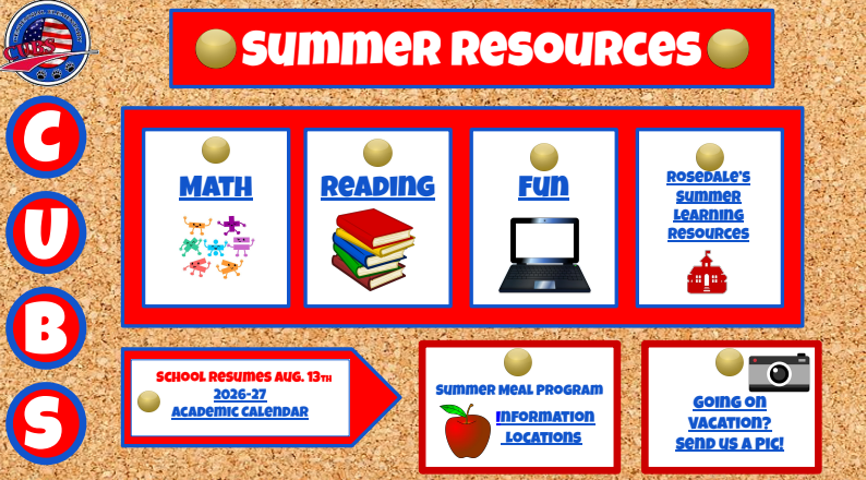 Summer resources bulletin board with links