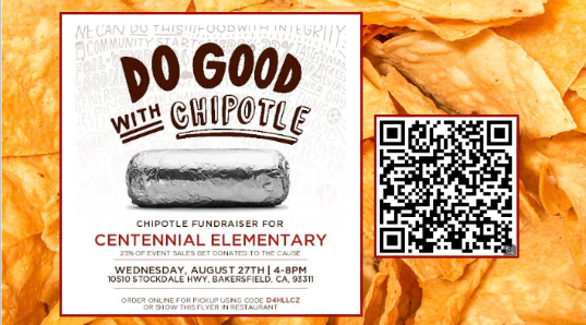 Chipotle night August 27th 4-8 qr code for online order