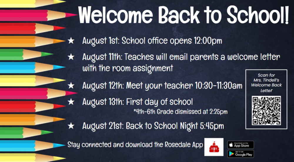 August 1st: School office opens 12:00pm August 11th: Teaches will email parents a welcome letter with the room assignment August 12th: Meet your teacher 10:30-11:30am August 13th: First day of school *4th-6th Grade dismissed at 2:25pm August 21st: Back to School Night 5:45pmpens 12:00pm August 10th: Teaches will email parents a welcome letter with the room assignment August 11th: Meet your teacher 10:30-11:30am August 13th: First day of school *4th-6th Grade dismissed at 2:25pm August 21st: Back to School Night 5:45pm