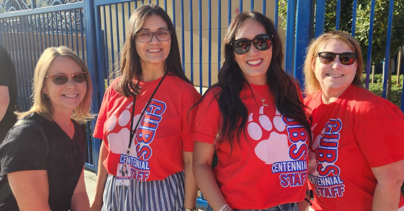 teachers in red shirts