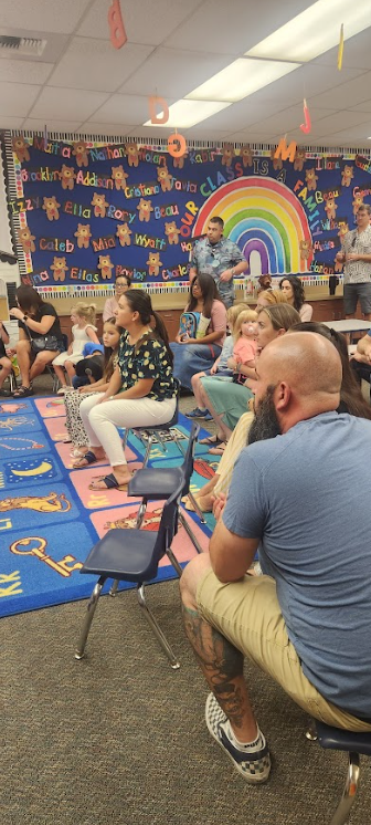 parents listening to a teacher's presentation