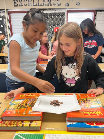 students building bridges out of paper and pennies