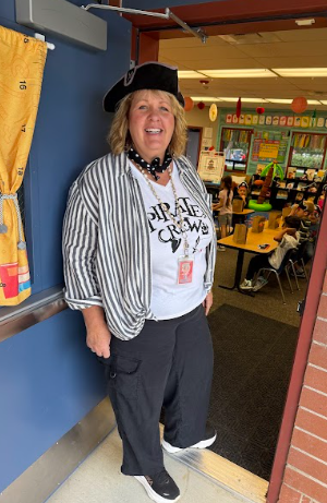 teacher in pirate hat